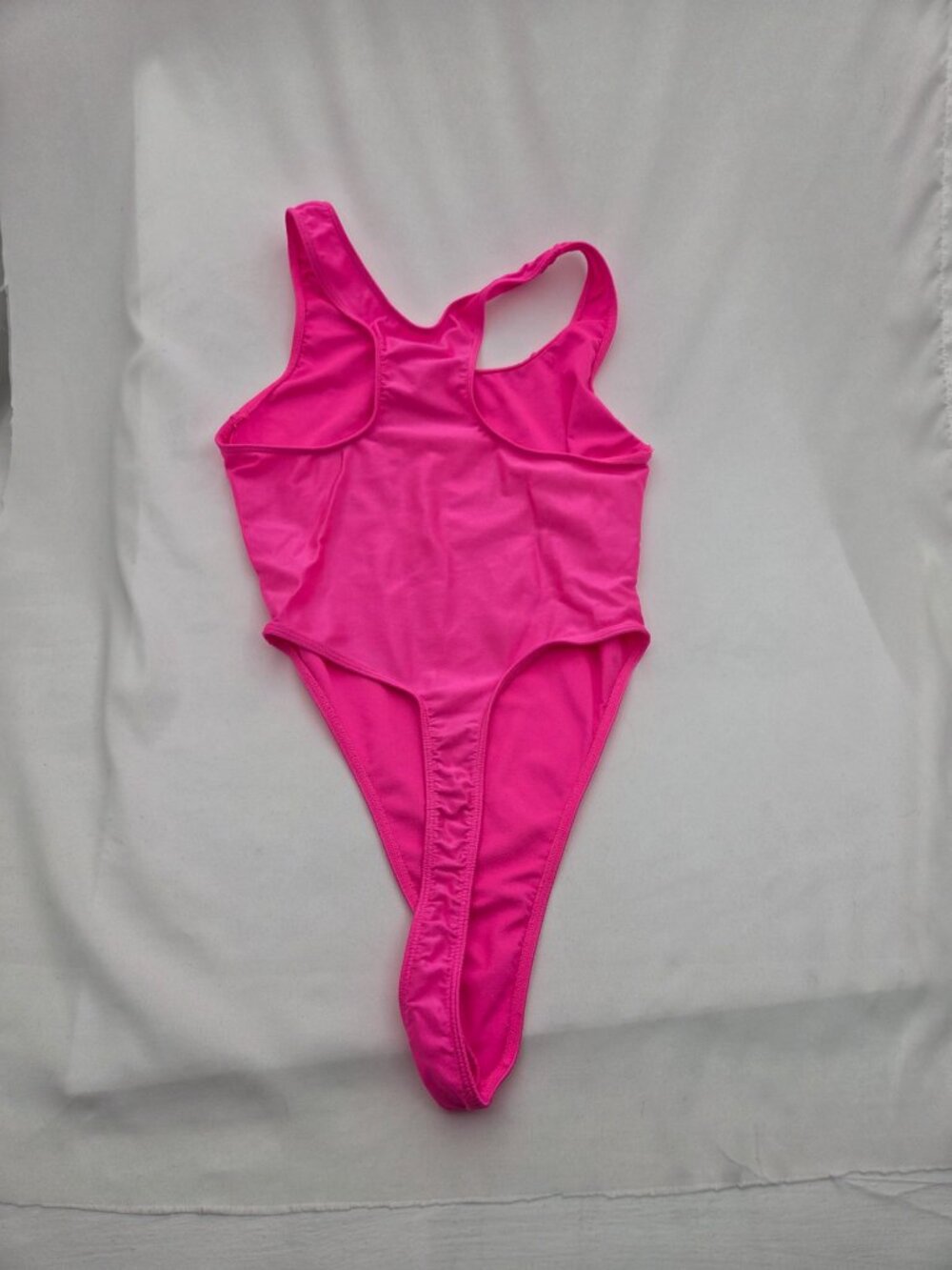 Vintage 80s Neon Pink High Cut Thong Bodysuit – Electric Retro S/M - Picture 3 of 5